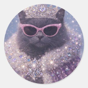Adesivo Retrato de Fantasia Brilhante da Rainha Gata Glamo