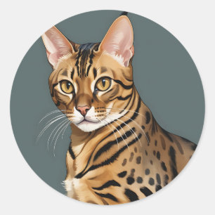 Adesivo Retrato de Gato Bengala Dinâmico com Pontos Distin