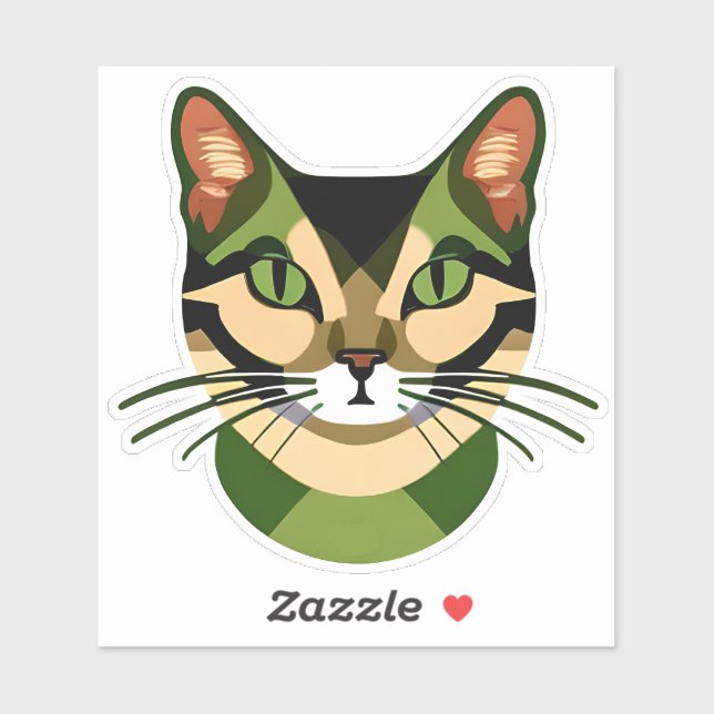 Adesivo Retrato de Gato Camuflado    (Folha)