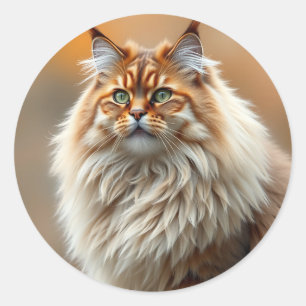 Adesivo Retrato de Gato Florestal Norueguês Fluffy