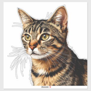 Adesivo Retrato de Gato: Listrado com Olhos Dourados
