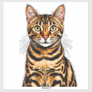 Adesivo Retrato de Gato: Listrado com Olhos Dourados