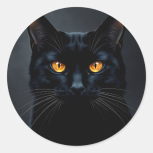 Adesivo Retrato de Gato Negro com Olhos Amarelos