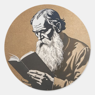 Adesivo Retrato de Leo Tolstoy - Ilustração Dourada