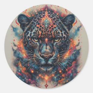 Adesivo Retrato de Leopardo Cósmico Com Efeito Místico