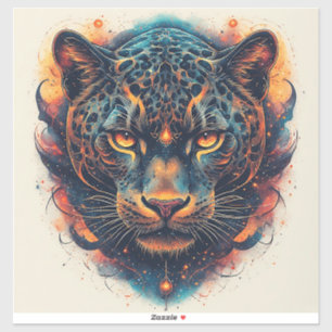 Adesivo Retrato de Leopardo Cósmico Com Efeito Místico