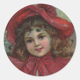 Adesivo Retrato de Menina com Chapéu Vermelho de Natal Vit