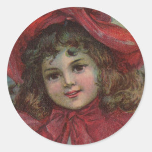 Adesivo Retrato de menina com chapéu vermelho infantil vit
