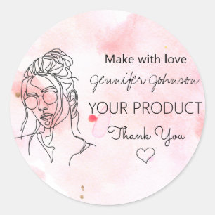 Adesivo Retrato de Mulher Personalizada Rosa
