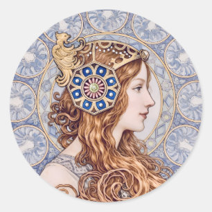 Adesivo Retrato de Rainha Art Nouveau