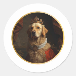 Adesivo Retrato de Rainha Renascentista Golden Retriever
