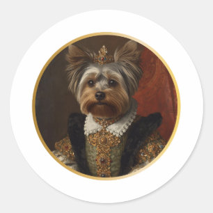 Adesivo Retrato de Rainha Renascentista Yorkshire Terrier