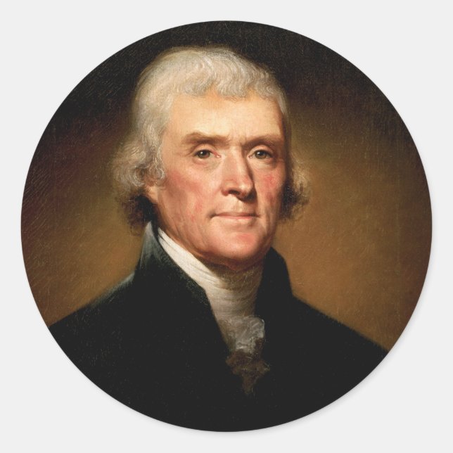 Adesivo Retrato de Thomas Jefferson por Rembrandt Peale (Frente)
