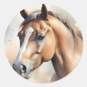 Adesivo Retrato Delicado de Cavalo em Aquarela com Pastéis