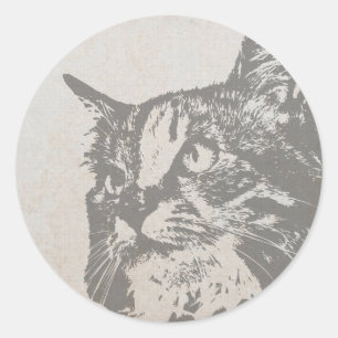 Adesivo Retrato desenhado à mão de Cat