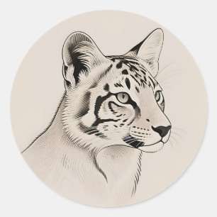 Adesivo Retrato Detalhado de Lince em Linha de Arte