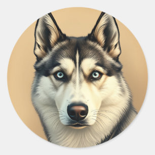 Adesivo Retrato detalhado de um Husky Siberiano com Vintag