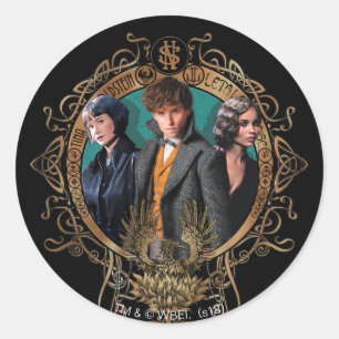 Adesivo Retrato do ouro Newt, Tina e Leta Art Deco