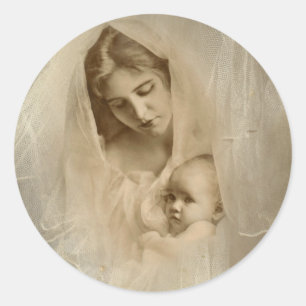Adesivo Retrato do vintage, mãe Loving que guardara a