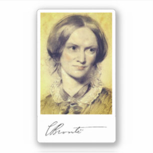Adesivo Retrato e assinatura de Charlotte Brontë