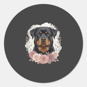 Adesivo Retrato Floral de Cachorro Rottweiler Sublimação
