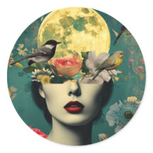 Retrato Floral Surrealista da Lua