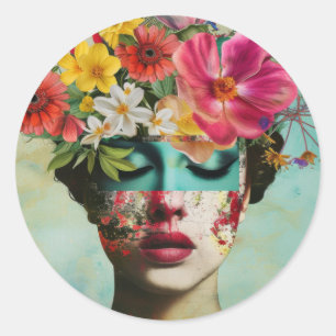 Adesivo Retrato Floral Vintage 