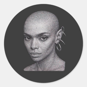 Adesivo Retrato futurista de Pointilismo Mulher Balda