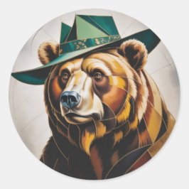 Adesivo Retrato Geométrico do Abstrato do Urso Cubista