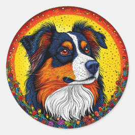 Adesivo Retrato Ilustrado Vibrante de um Cachorro