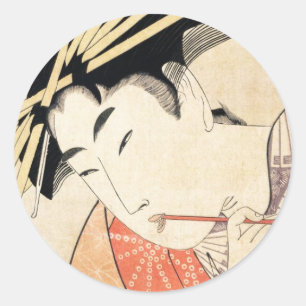 Adesivo Retrato japonês legal da gueixa do ukiyo-e do