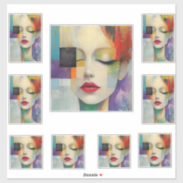 Adesivo Retrato no Surrealismo do Bloco de Cor