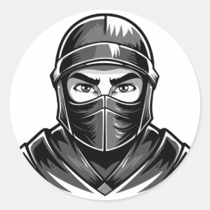 Adesivo Retrato preto e branco de um guerreiro ninja mascu