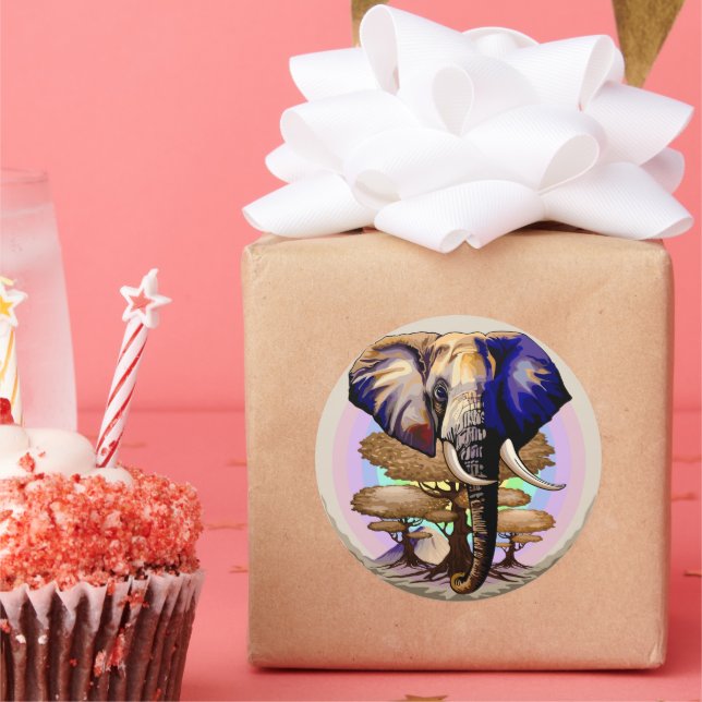 Adesivo Retrato Surreal do Elefante Africano (Festa)