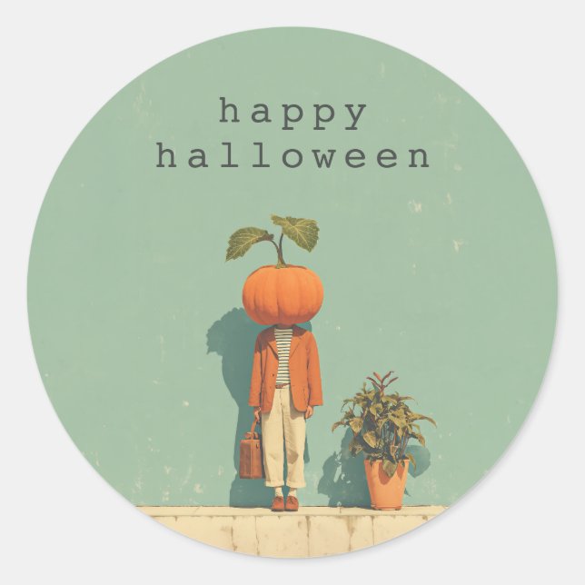 Adesivo Retrato Surreal Pumpkin Head (Frente)