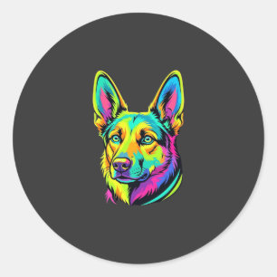 Adesivo Retrato Vetorial Colorido de Cachorro Neon