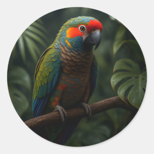 Adesivo Retrato Vibrante de Papagaio Tropical na Selva