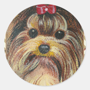 Adesivo Retrato Yorkie na Xadrez