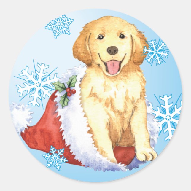 Adesivo Retriever de Ouro Feliz Howliday (Frente)