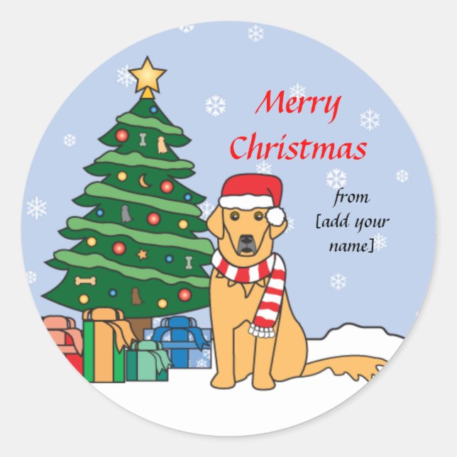 Adesivo Retriever de ouros e Árvore de Natal (Frente)