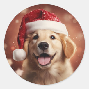 Adesivo Retriever de ouros em Santa Hat