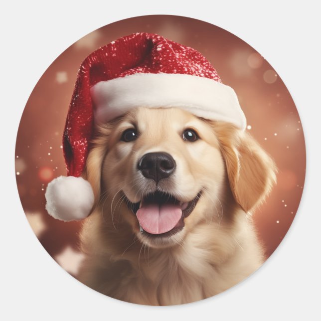 Adesivo Retriever de ouros em Santa Hat (Frente)