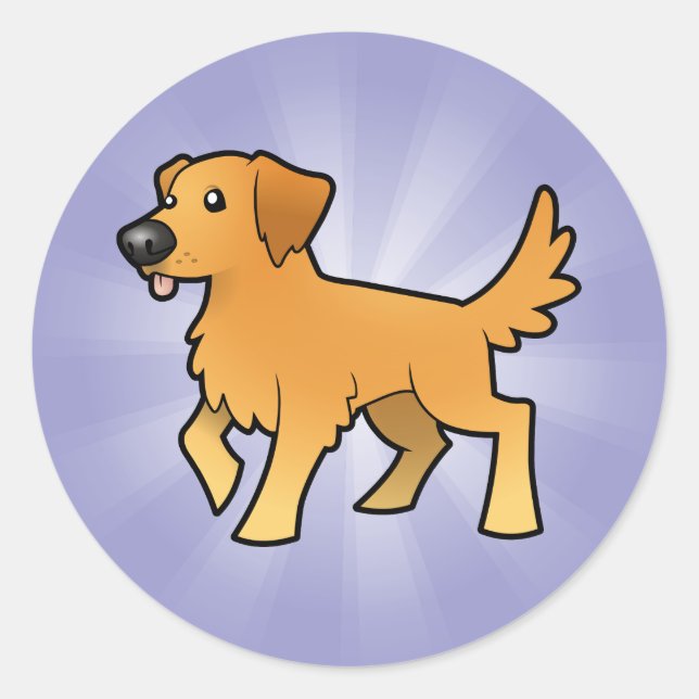 Adesivo Retriever Ouro de Cartoons (Frente)