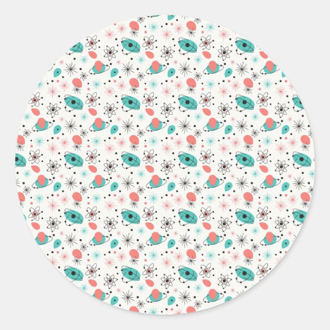 Adesivo Retro 1950s Atomic Starburst & Orbiting Atoms (Frente)