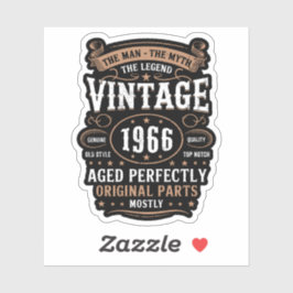 Adesivo Retro 1966 Birthday The Man The Legend 60th Bday  