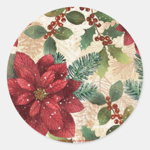 Adesivo Retro 50s Poinsettia Vermelho Verde Creme