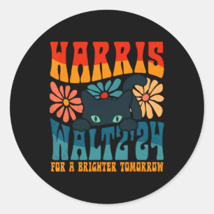 Adesivo Retro 70s Cat Lady Harris Wheimer 2024 para uma Br