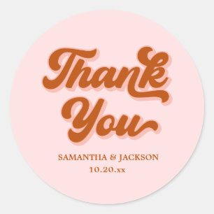 Adesivo Retro 70s Cor-de-rosa Laranja Vermelha Obrigado Ca