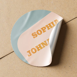 Adesivo Retro 70s groovy dusty blue orange wedding