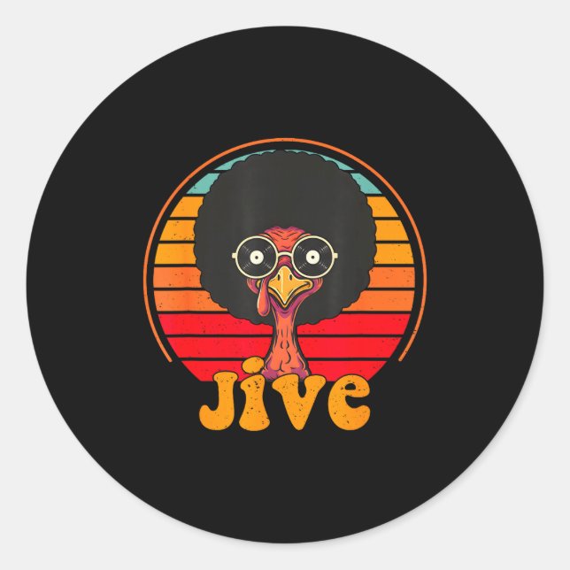 Adesivo Retro 70s Turkey Jive Afro Thanksgiving Family Men (Frente)